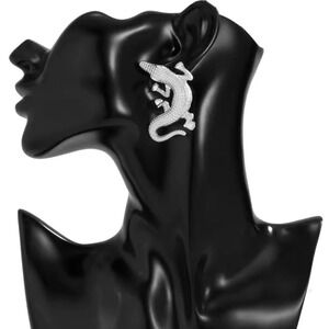 Alligator Silver Textured Statement Earrings